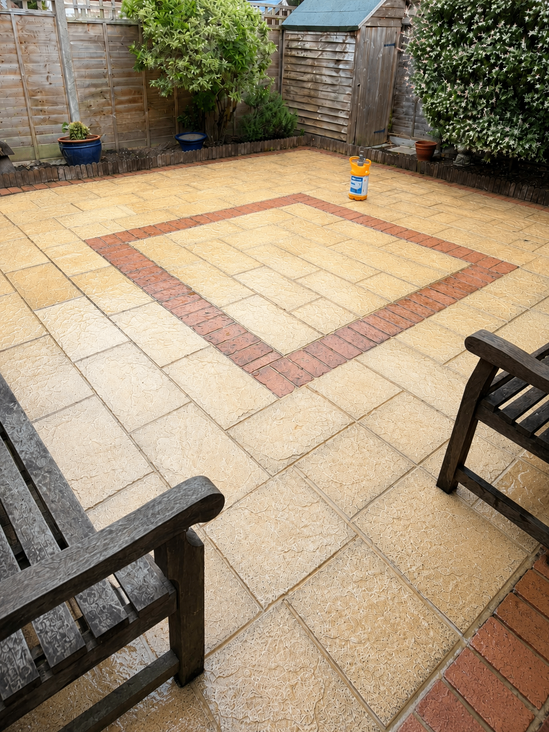 Back garden patio jet washed